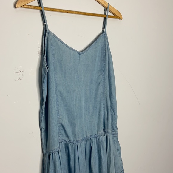 NWOT American Eagle Light Blue Chambray Drop Waist Tank Dress - Picture 2 of 10